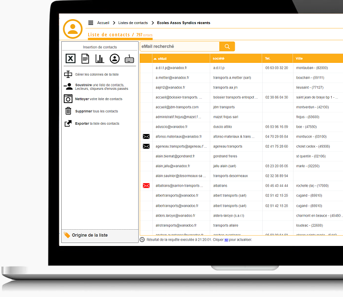 eMailing - Liste de contacts